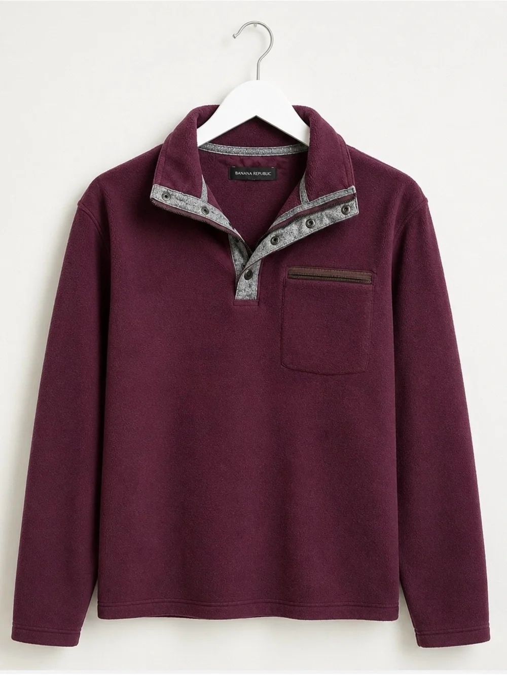 Banana Republic Plum Fleece Snap-Front Pullover